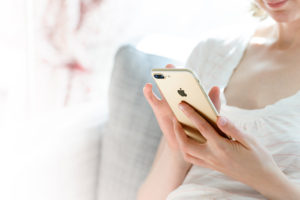 Person reviewing texts